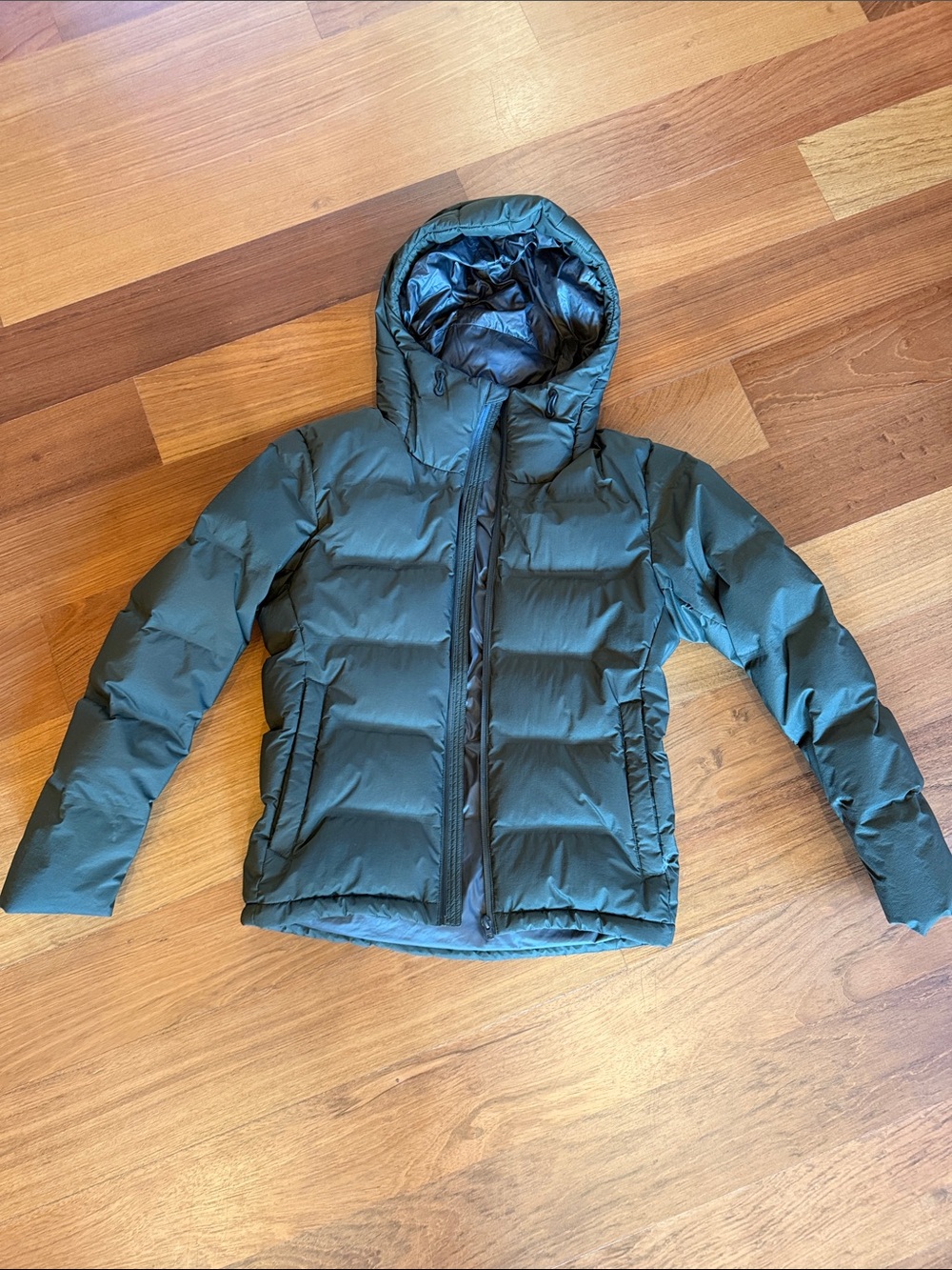 Men’s Uniqlo Hooded Down Puffer Jacket - Dark Olive Green